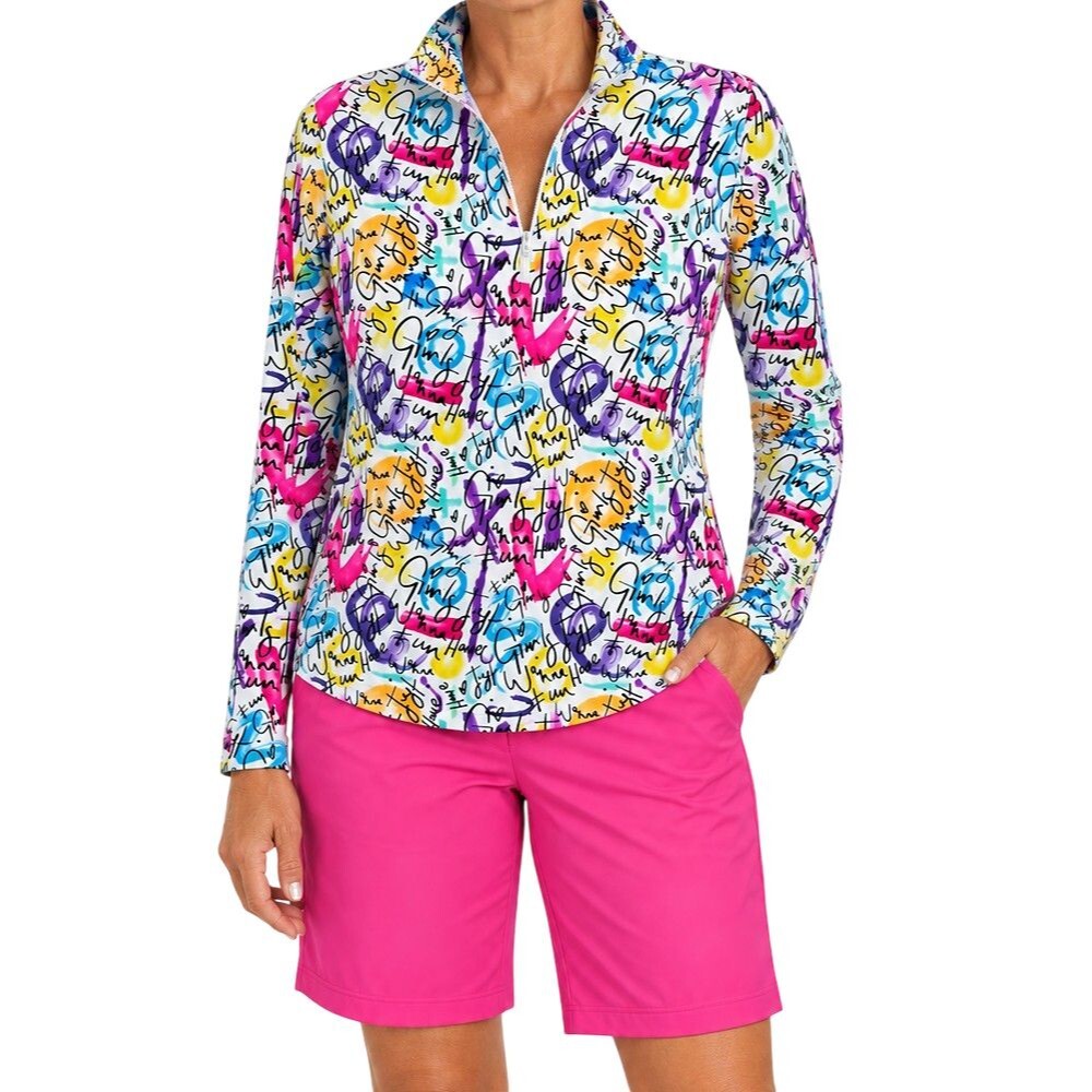 IBKUL Long Sleeve Shirt Womens Large Girl Power Icefil-Tec UPF 50+ Lightweight